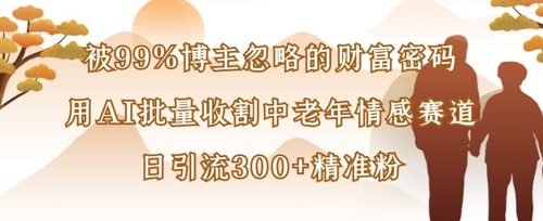 被99%博主忽略的财富密码：用AI批量收割中老年情感赛道，日引流300+精准粉-路子网