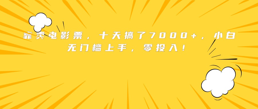 靠卖电影票，十天搞了7000+，小白无门槛上手，零投入！-路子网