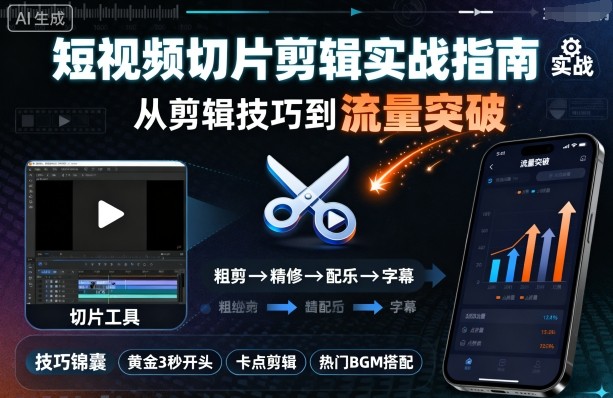 短视频切片剪辑实战指南，从剪辑技巧到流量突破-路子网