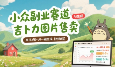 小众副业赛道 吉卜力图片售卖 单日2张+ AI一键生成【附教程】-路子网
